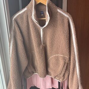 Old Navy Brown Teddy Jacket with White Accents